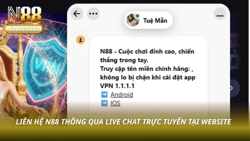 Biểu tượng live chat ngay góc màn hình trang chủ